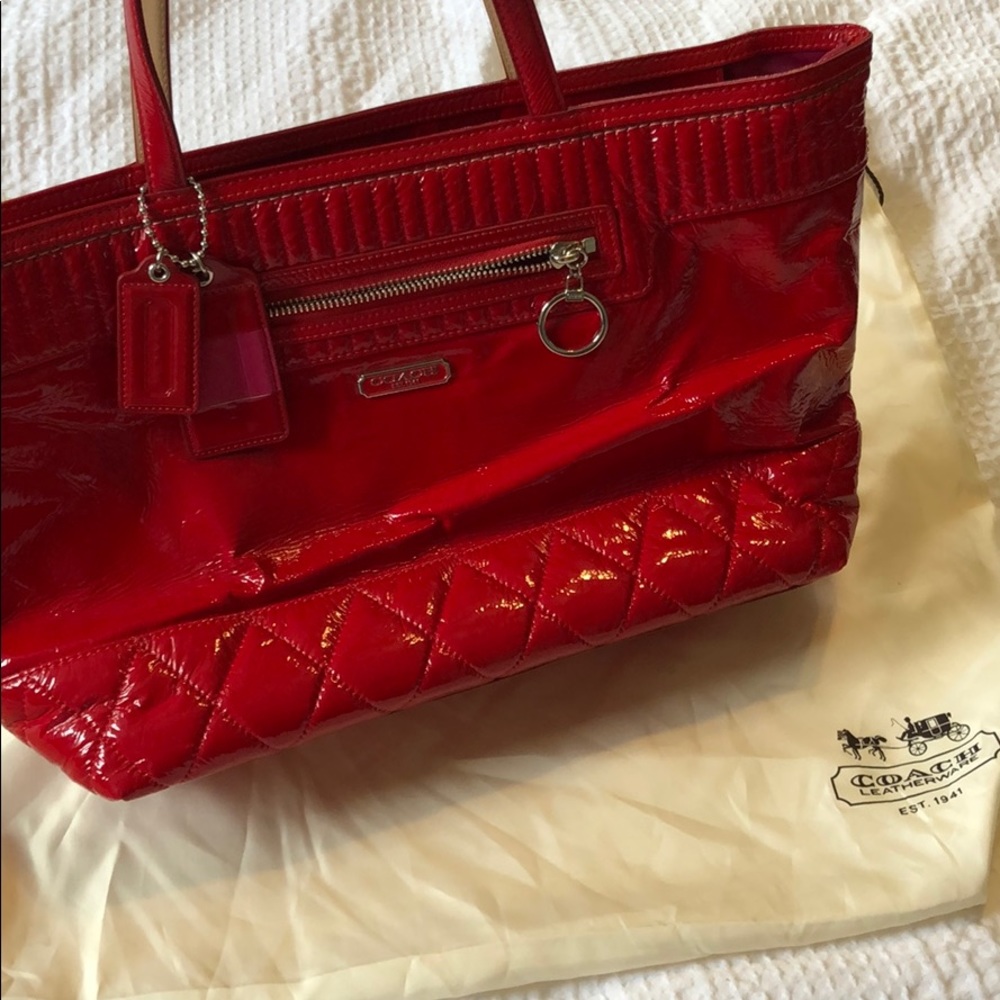 Cherry Red Patent Coach bag
